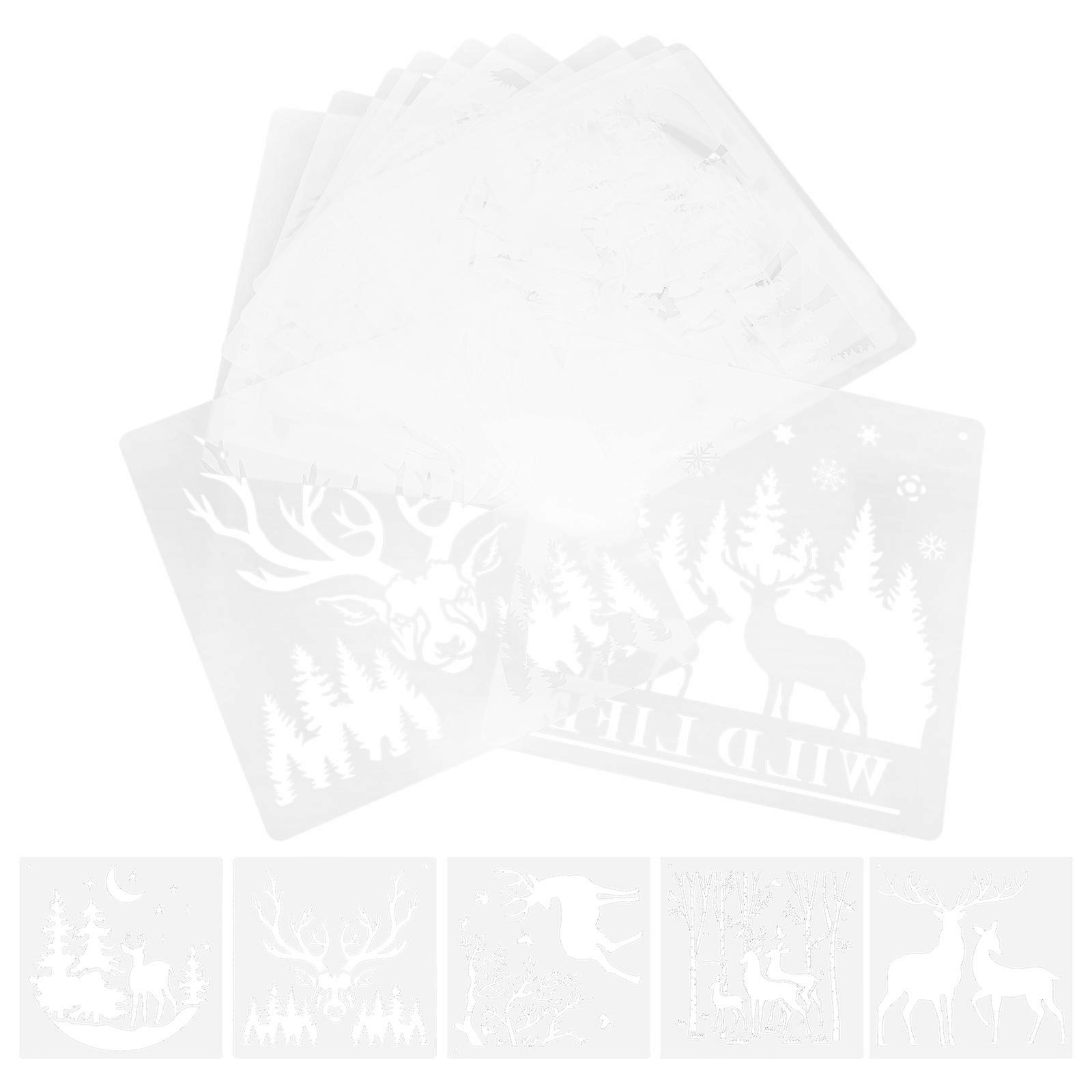Christmas Paint Stencils 12Pcs Durable Plastic Wildlife Patterns And Drawing Tool For Artists And Craft Lovers