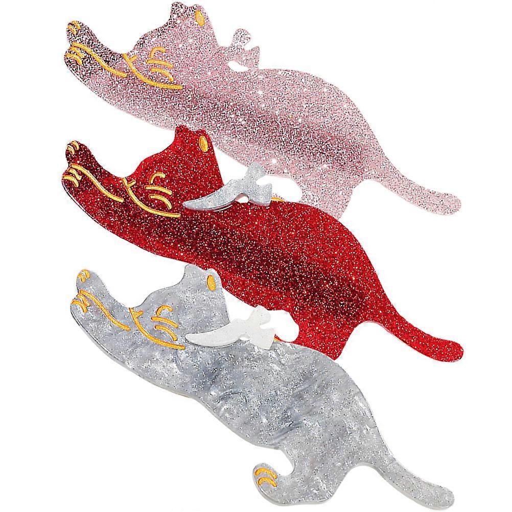 3pcs Cute Cat Hair Clips for Women – Stylish Acrylic Duckbill Clips for Bangs, Lightweight & Comfortable for All Occasions – Grey
