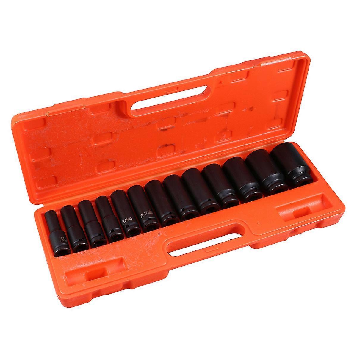 Car Repair Tool Kit 13pcs Steel Wheel Socket with Tire Protection Sleeves for Safe Secure Fit Black