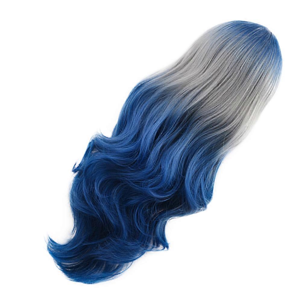 Blue Gradient Color Wig for Home High Temperature Wire Smooth Touch Celestial Design 24 Inch