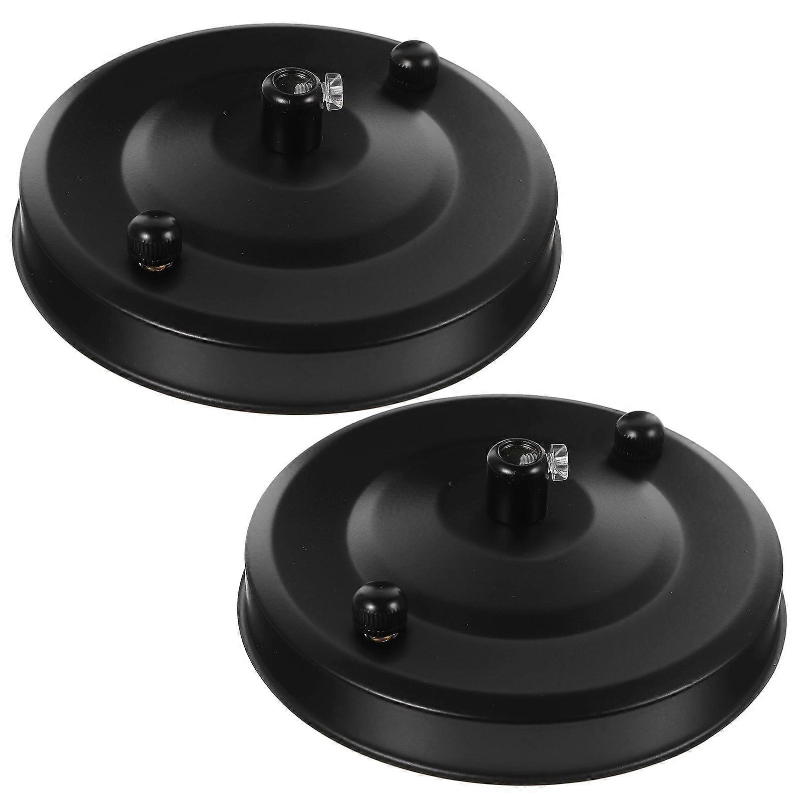 Black Metal Ceiling Canopy for Light Fixture Mounting Bracket with Stylish Design 2pcs