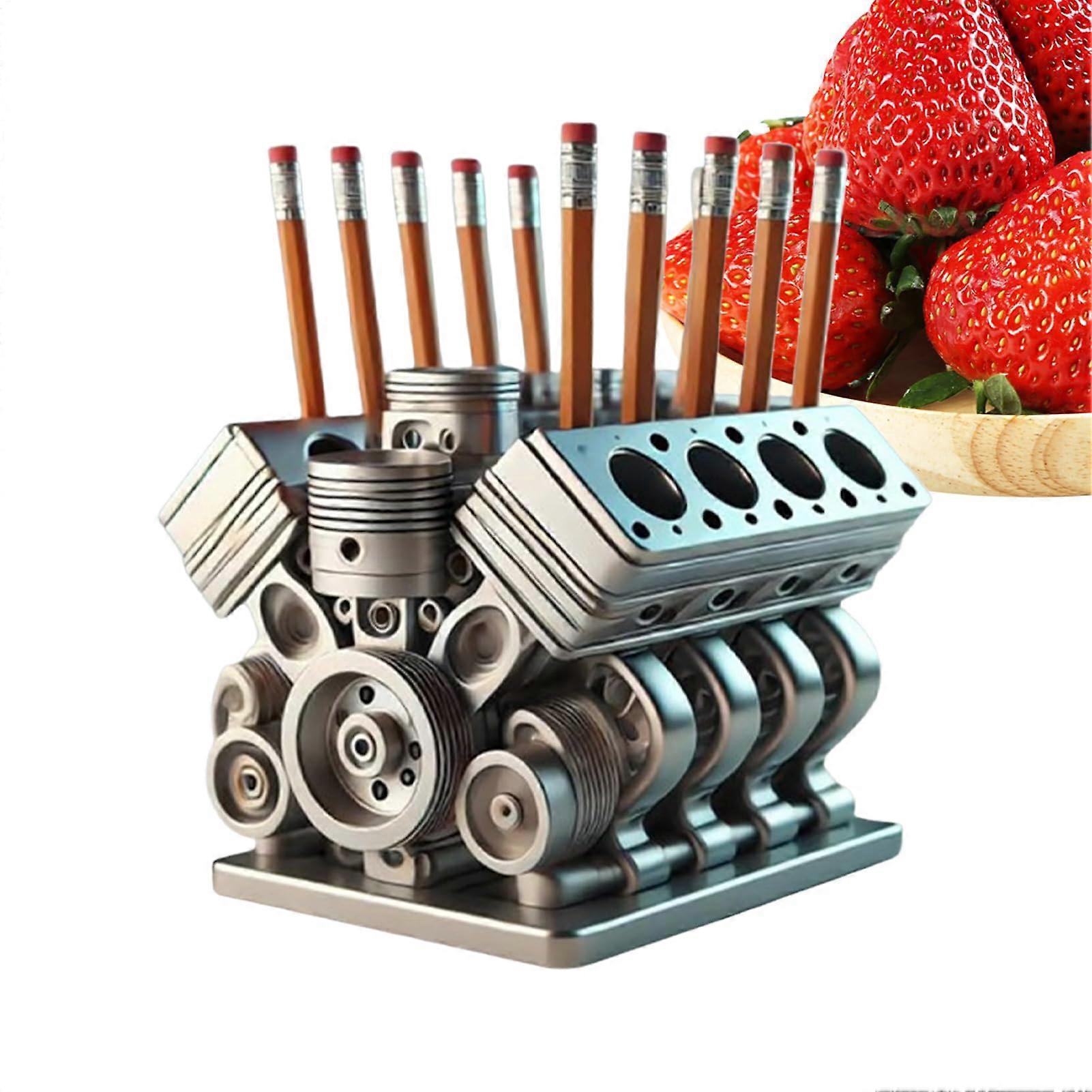 Pencil holder, pencil holder for desk, engine block pencil holder stand