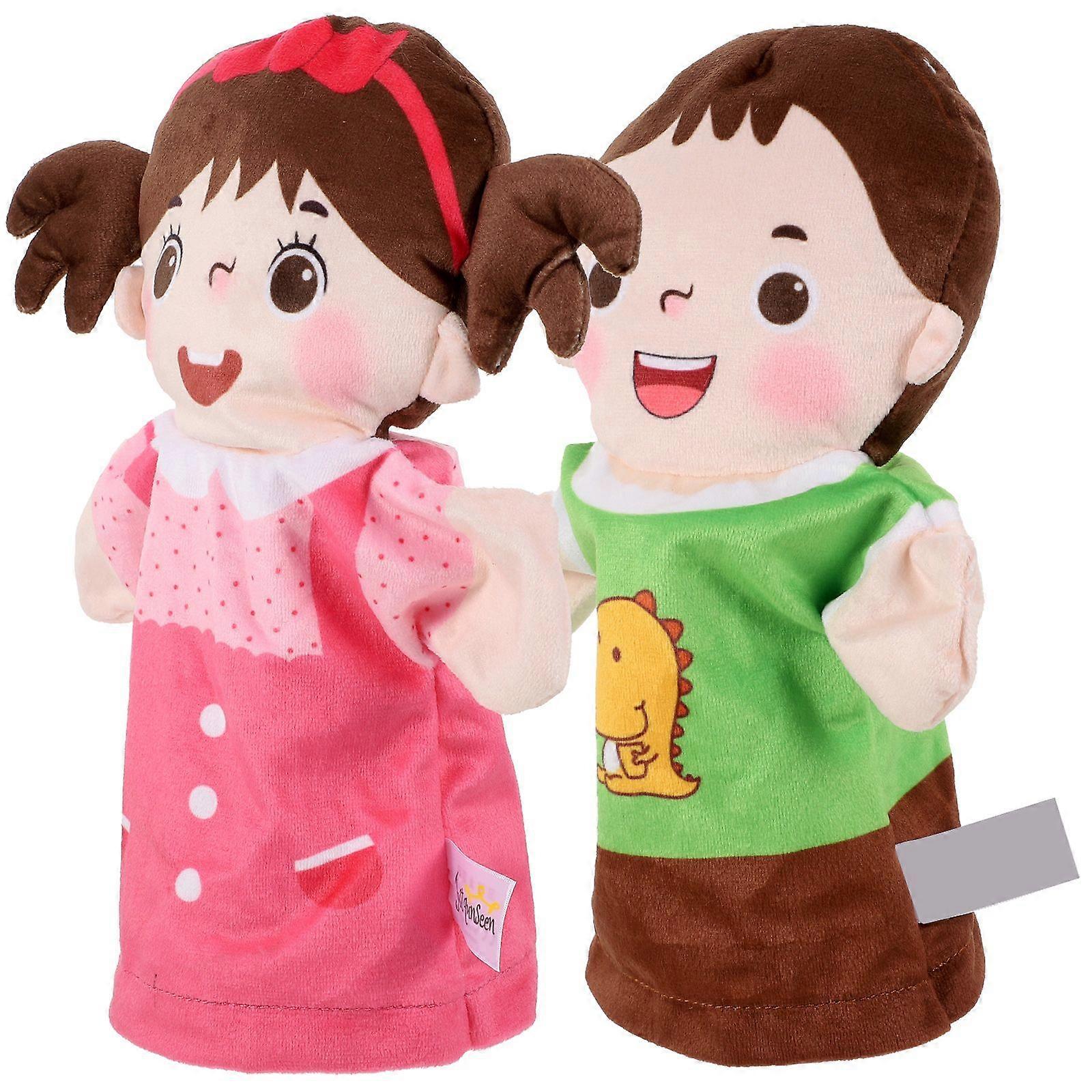 2Pcs Hand Puppet Figures Story Doll Figures Hand Puppets Realistic Puppet Figures for Kids