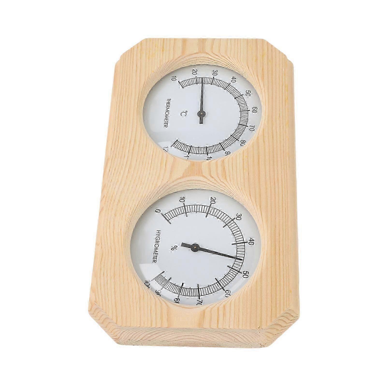 Wooden Thermometer Hygrometer for Sauna Room Double Dial Pointer Type Temperature Humidity Meter
