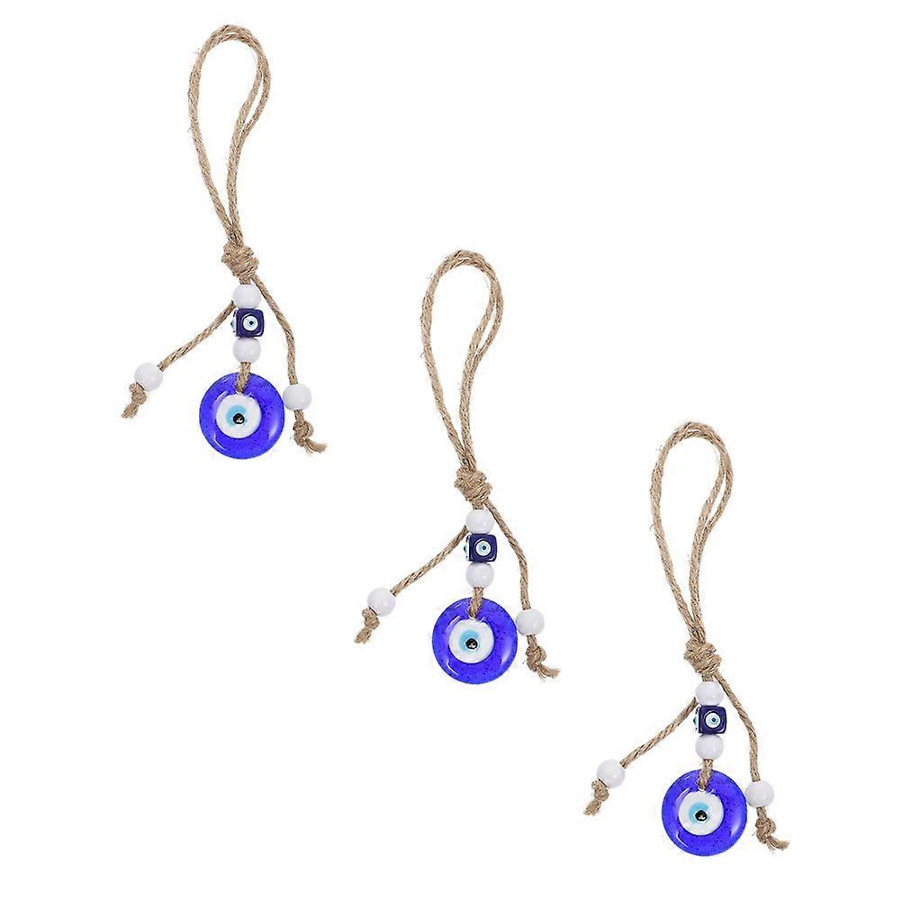 Glass Blue Evil Hanging Decor 3Pcs Protect from Bad Luck for Family Friends