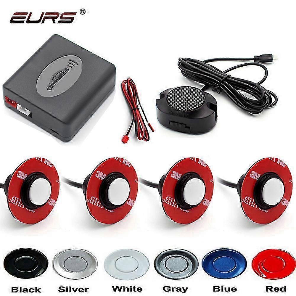 Car Parking Sensor 4 sensors Car Reverse Backup Radar Parking Sensor Parktronic Buzzer Detector Assistance Flat Probe System 12V