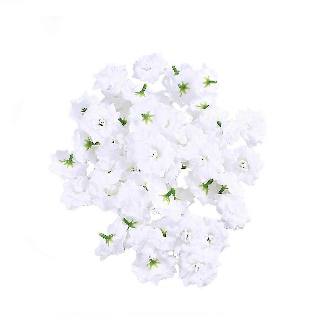 50pcs Seide Rose Blume Köpfe für Hut Kleidung Album Verzierung (weiß)