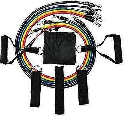 For 11 piece resistance bands set gymnastics band with 5 resistance bands, 2 foam handles, 2 ankle strap