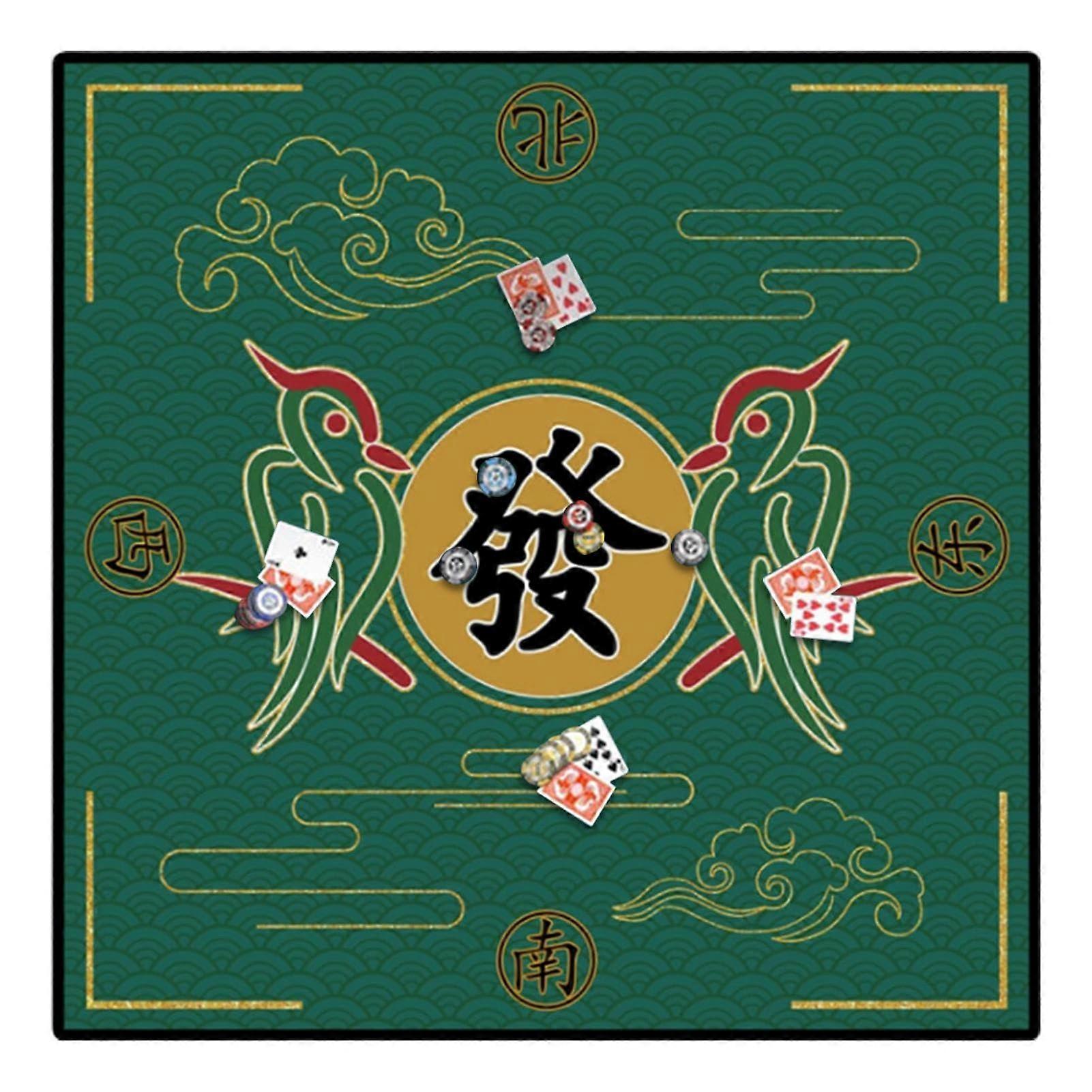 Mahjong Table Mat, 27 x 27 Inch Non-Slip Game Mat for Mahjong, Poker and Domino, Durable Felt Surface
