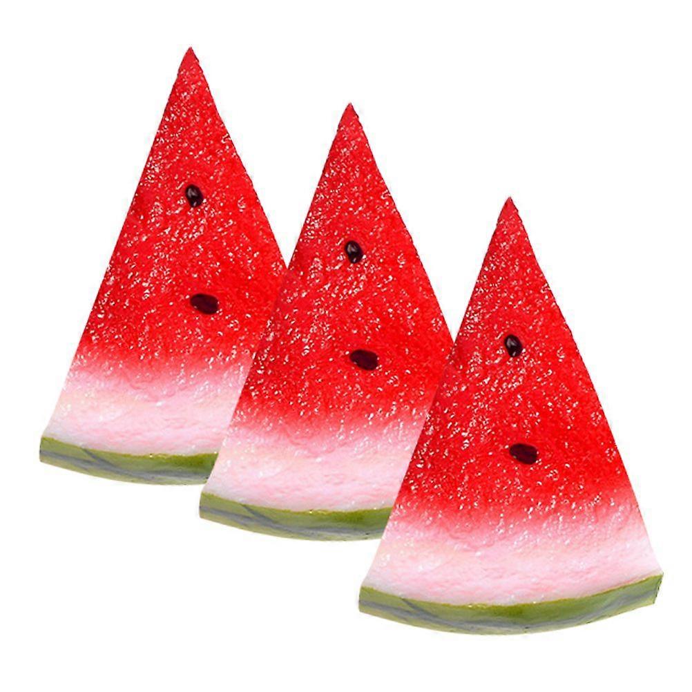 3pcs Artificial Watermelon Slices Simulation Watermelon Model Fake Fruit Decor