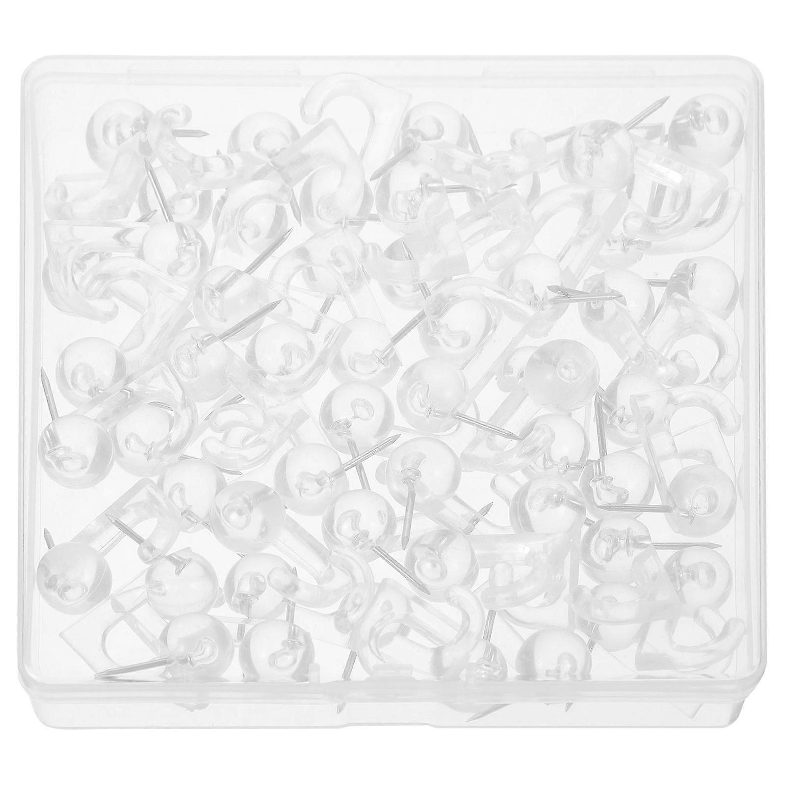 50pcs Push Pin Hooks Plastic Heads Thumb Tacks Hooks Cork Board Push Pin for Hanging