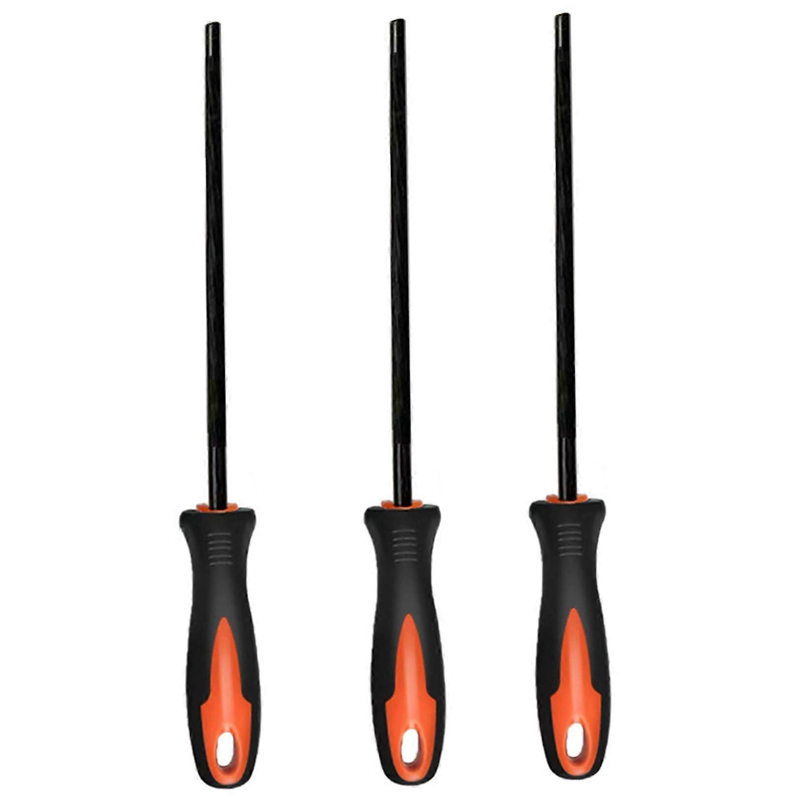 3Pcs Chainsaw File, Carbon Steel Chainsaw File Kit with NonSlip Plastic Handle, Practical Chain Saw Sharpener Tool Accessories, 4mm