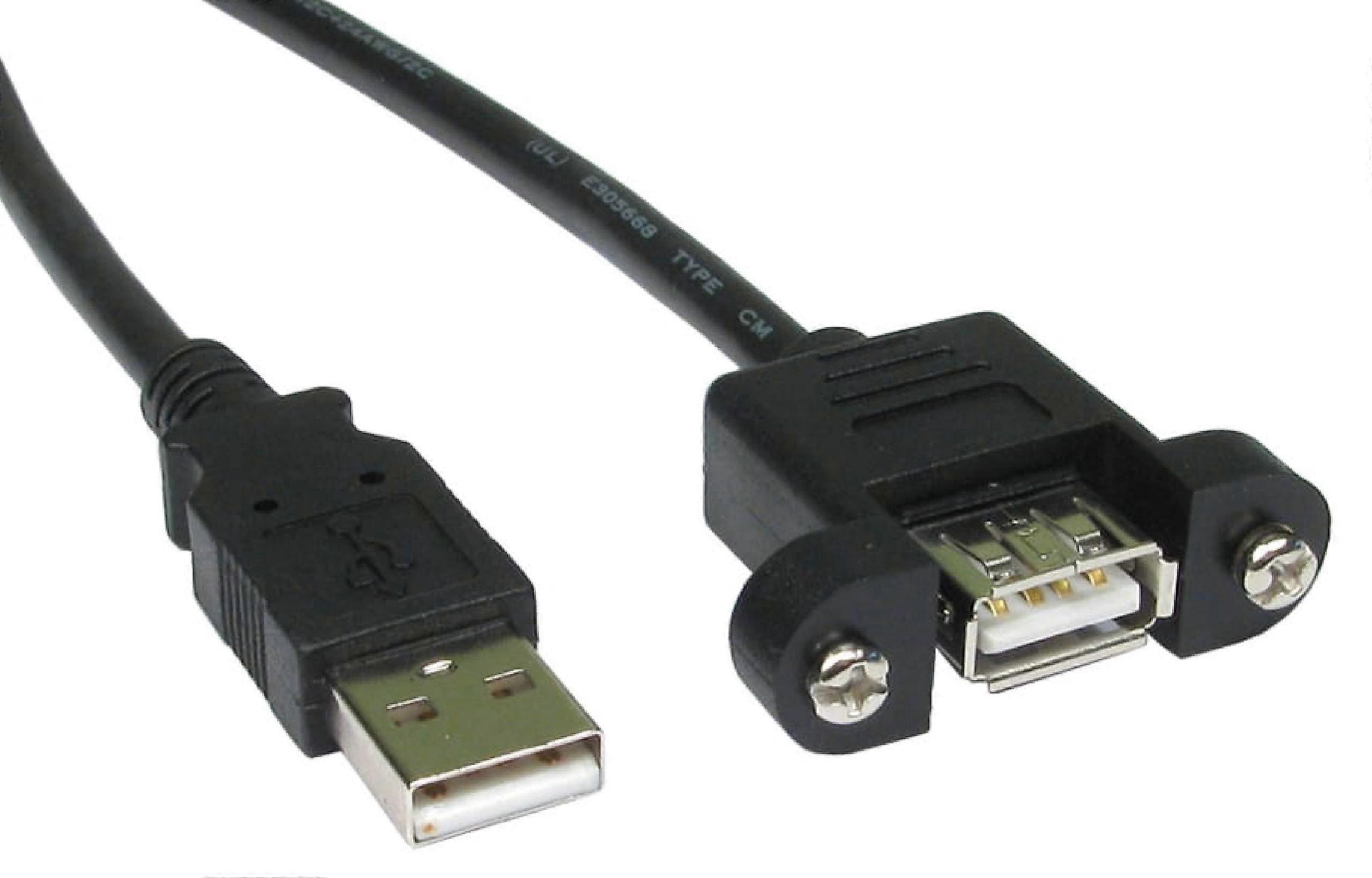 USB 2.0 Panel Mount Cable 0.5m for Wall Mounted Faceplates Euro Mod Modules Male/Female Black Connector