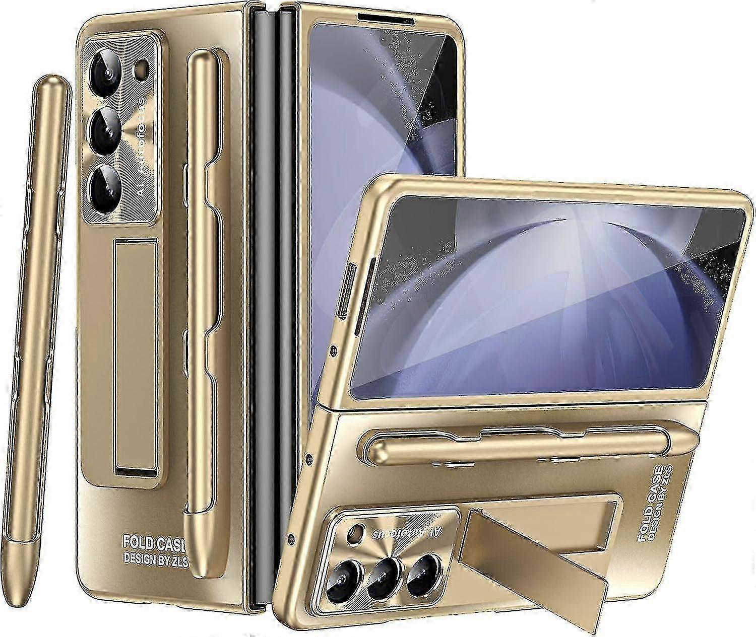 Galaxy Z Fold 5 Case with S Pen Stand Front Screen Guard and Durable PC Shell