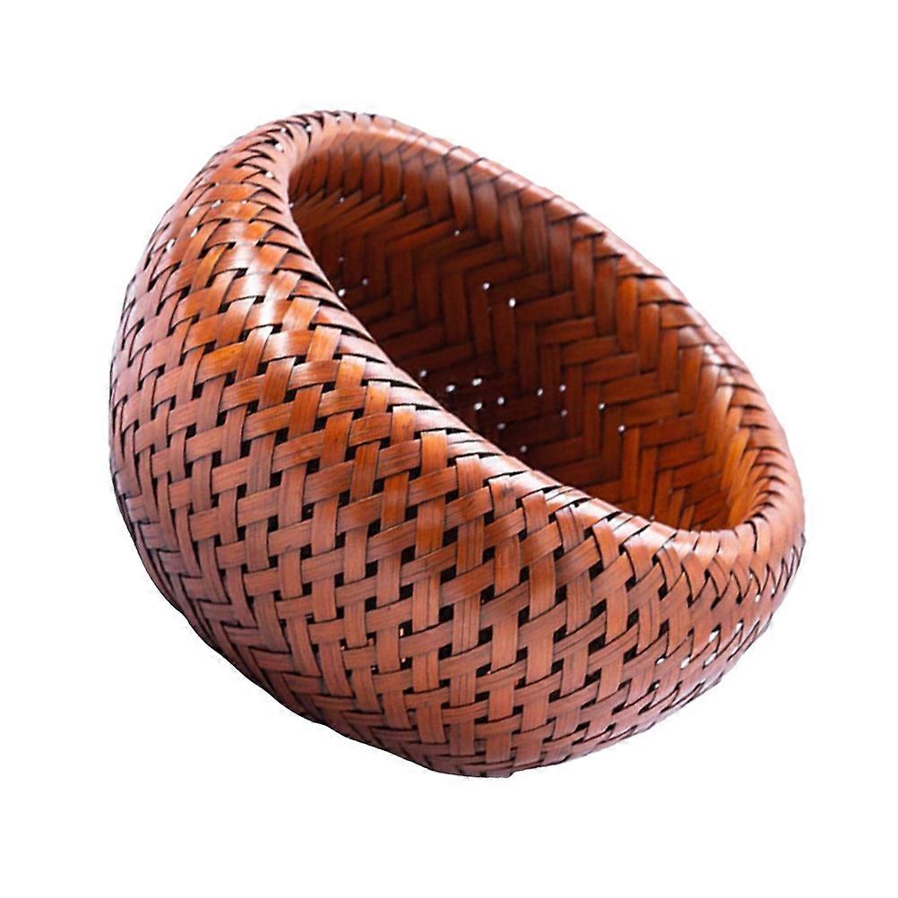 Double Layer Bamboo Basket Woven Organizer for Hotel Use Brown Bamboo Material Bread Holding 1Set
