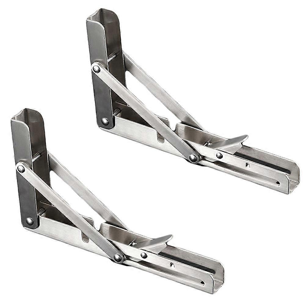 Stainless Steel Shelf Bracket Wall Mounted Triangle Bracket Study Silver Load-Bearing 2Pcs