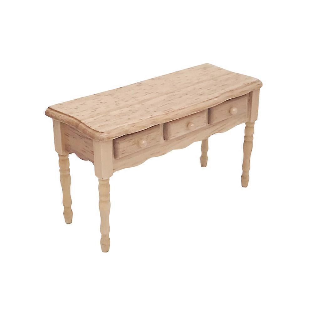 Khaki Mini House Furniture with Wooden Material for Decoration Smooth and Durable 1:12 Study Bedroom Scene