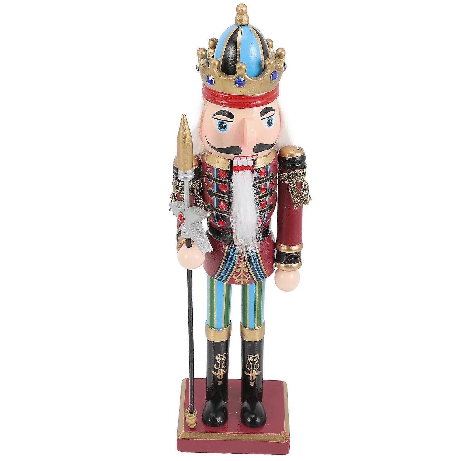 Traditional Nutcracker Soldier Wood Nutcracker Ornament Christmas Decor Bedroom Living Room Multi Color Mouth Opening Closing Feature 1Pack