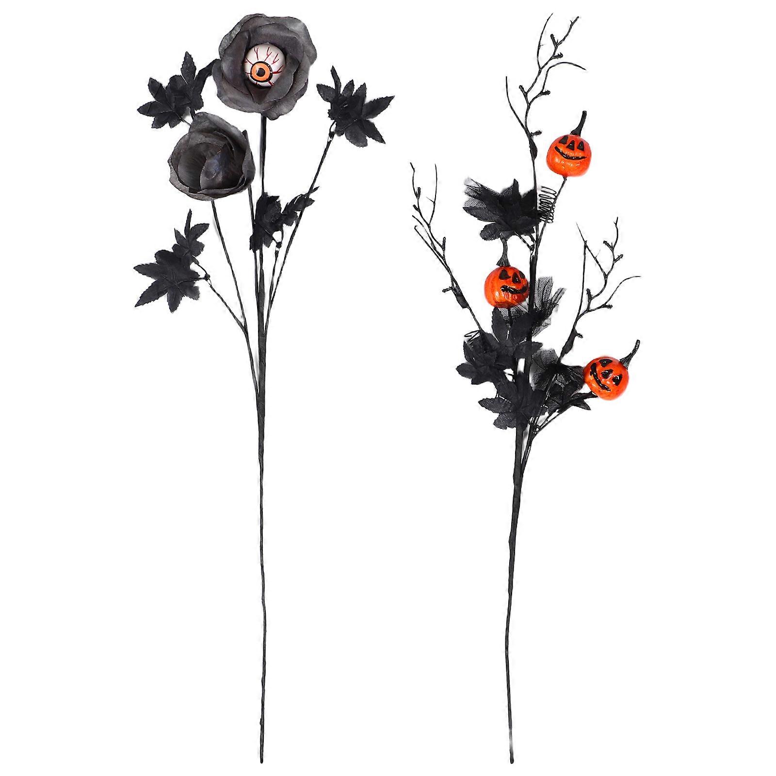 Halloween Spooky Eye Pumpkin Artificial Flower Bouquet Decor – Realistic Synthetic Floral Arrangement for Indoor Outdoor Party Festival Decoration