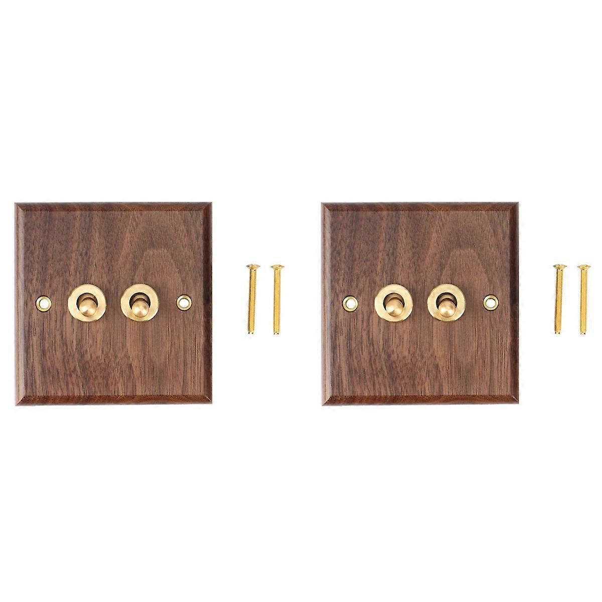 Retro American Industrial Style Light Switch Socket, Solid Wood Brass Toggle Switch Plate, Antique H