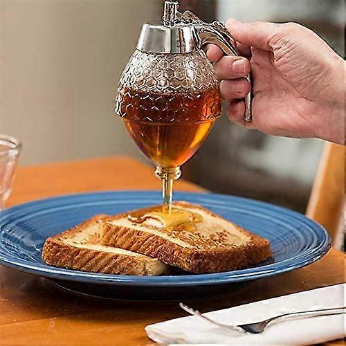 Acrylic Honey Dispenser 200ml No Drip, Honey Syrup Jar With Bracket, Honeycomb Shaped Pot With Lid