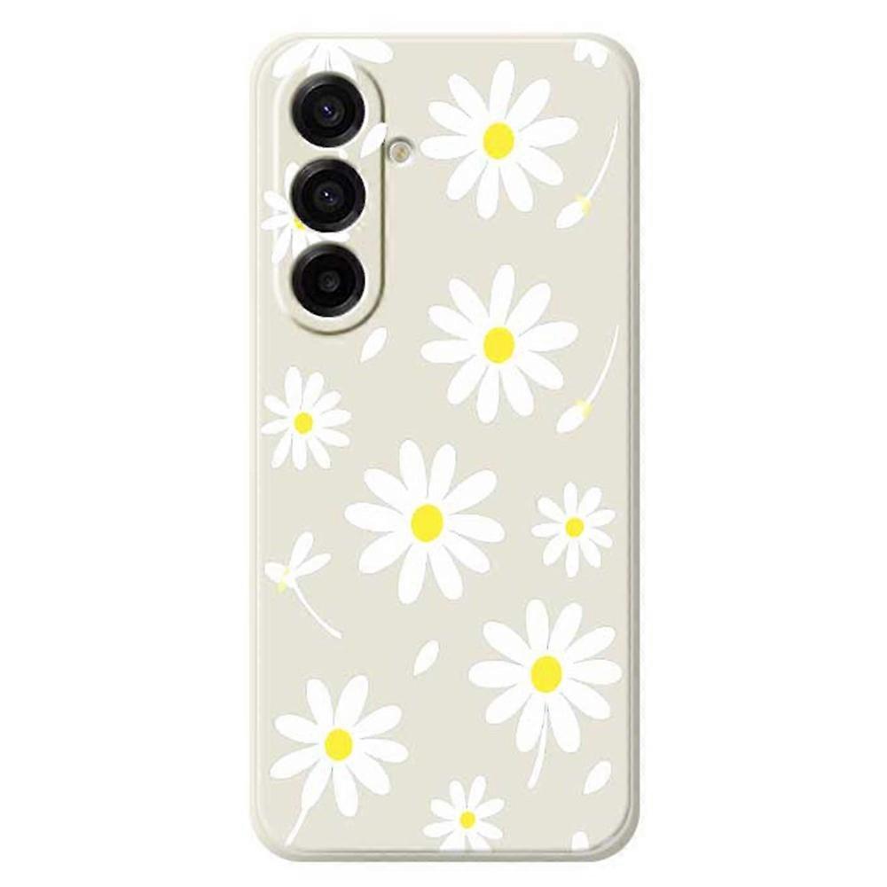 Compatible For Samsung Galaxy A17 5G Case White Daisy Pattern Printing Straight Edge TPU Phone Back Cover