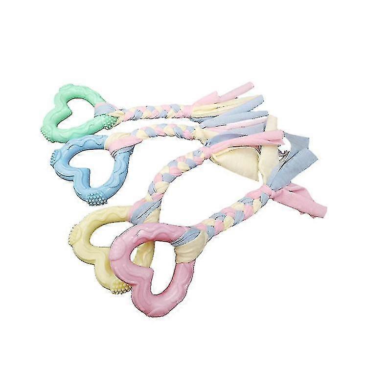 Four-color heart-shaped set of puppy chewing toys for interactive teething and dental care
