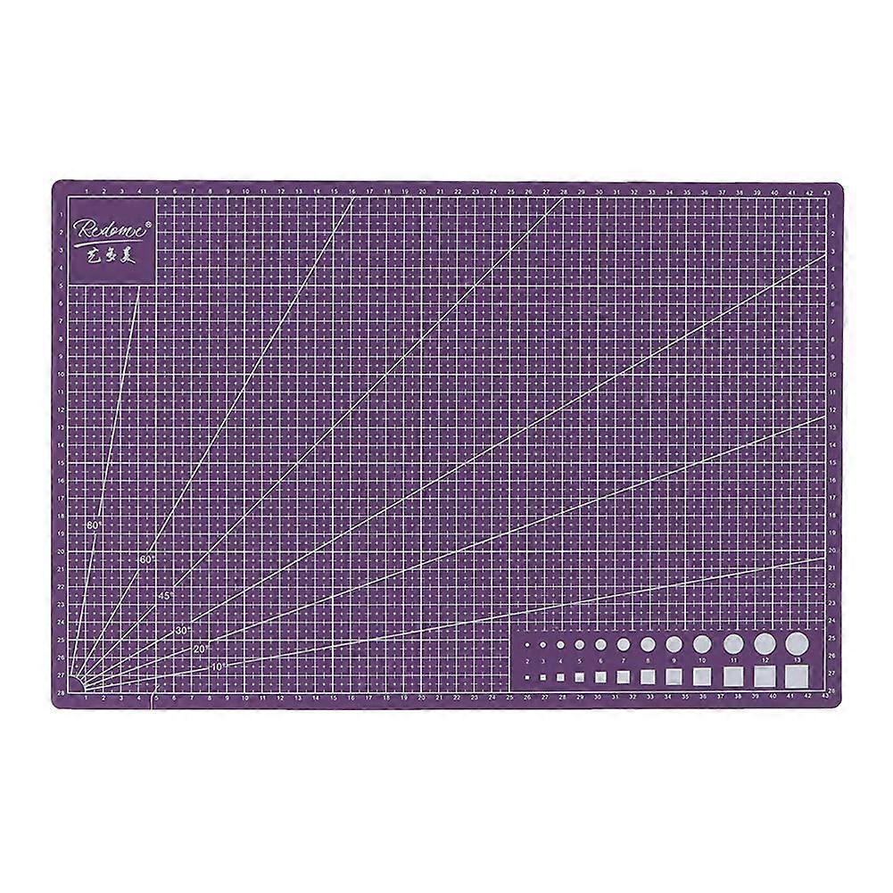 A3 Double Side PVC Cutting Mat Board Self Healing Grid Lines Craft Tool Stationary(Purple)