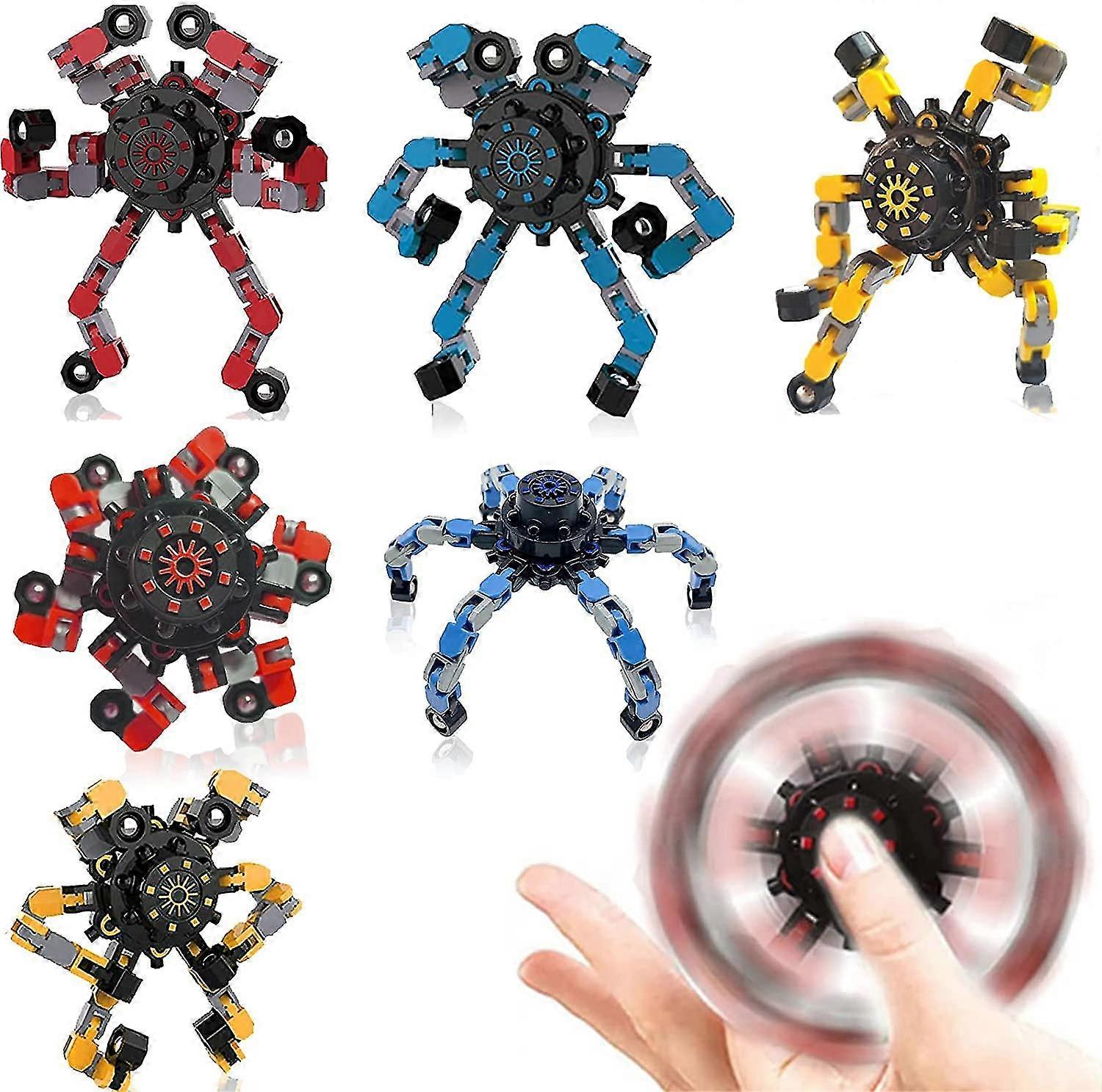 6Pcs Transformable Fingertip Gyro Spinner Deformed Mechanical Spiral Twister 2025