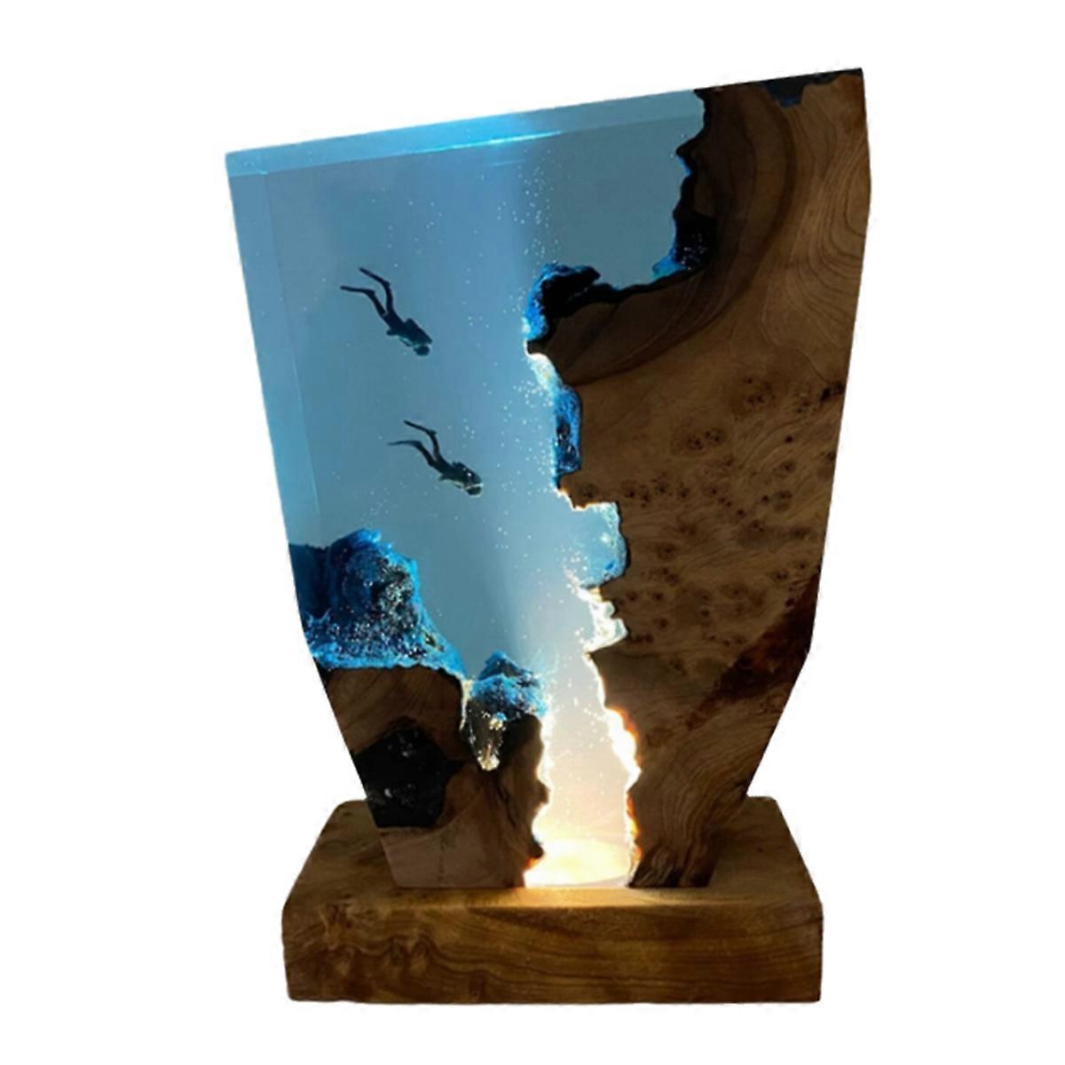 Seabed Exploration Organism Resin Table Light 2 Divers Resin Table Light Seabed Exploration Theme Night Light 6x4 Inches
