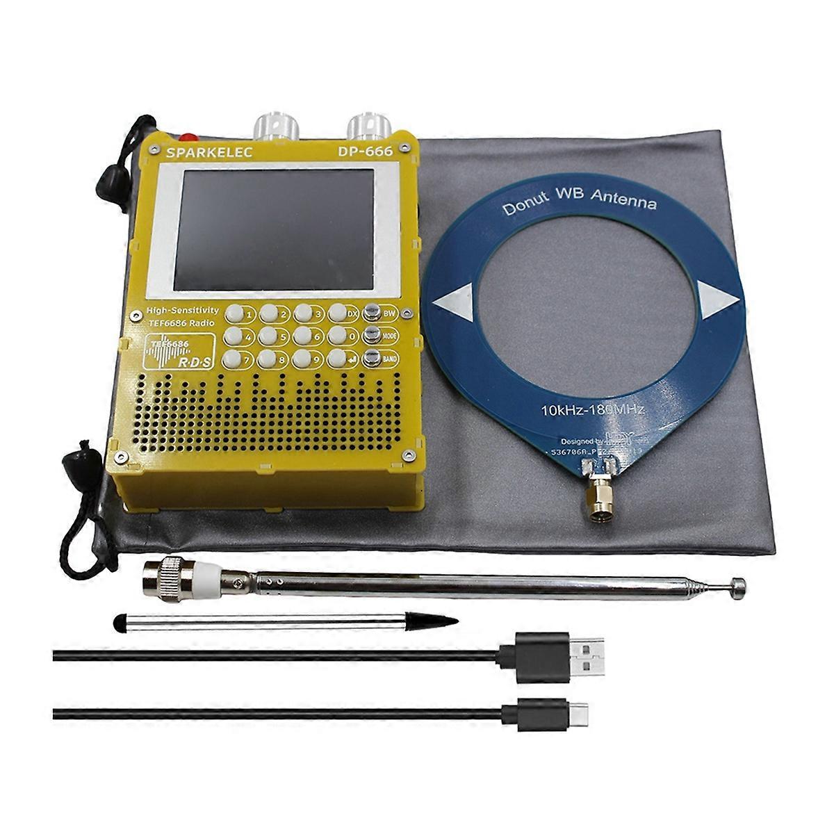 DP-666 Radio High Sensitivity TEF6686 Full Band FM AM LW MW SW Shortwave ESP32 RDS 2.8 Inch IPS Touch Screen Yellow