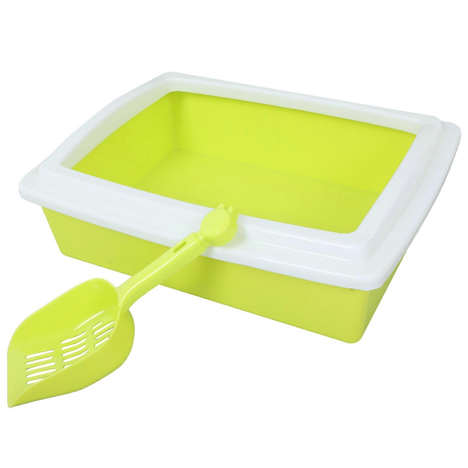 Splashproof Semi Closed Cat Litter Box Rectangle 1 Set Pet Toilet Tray With Scoop