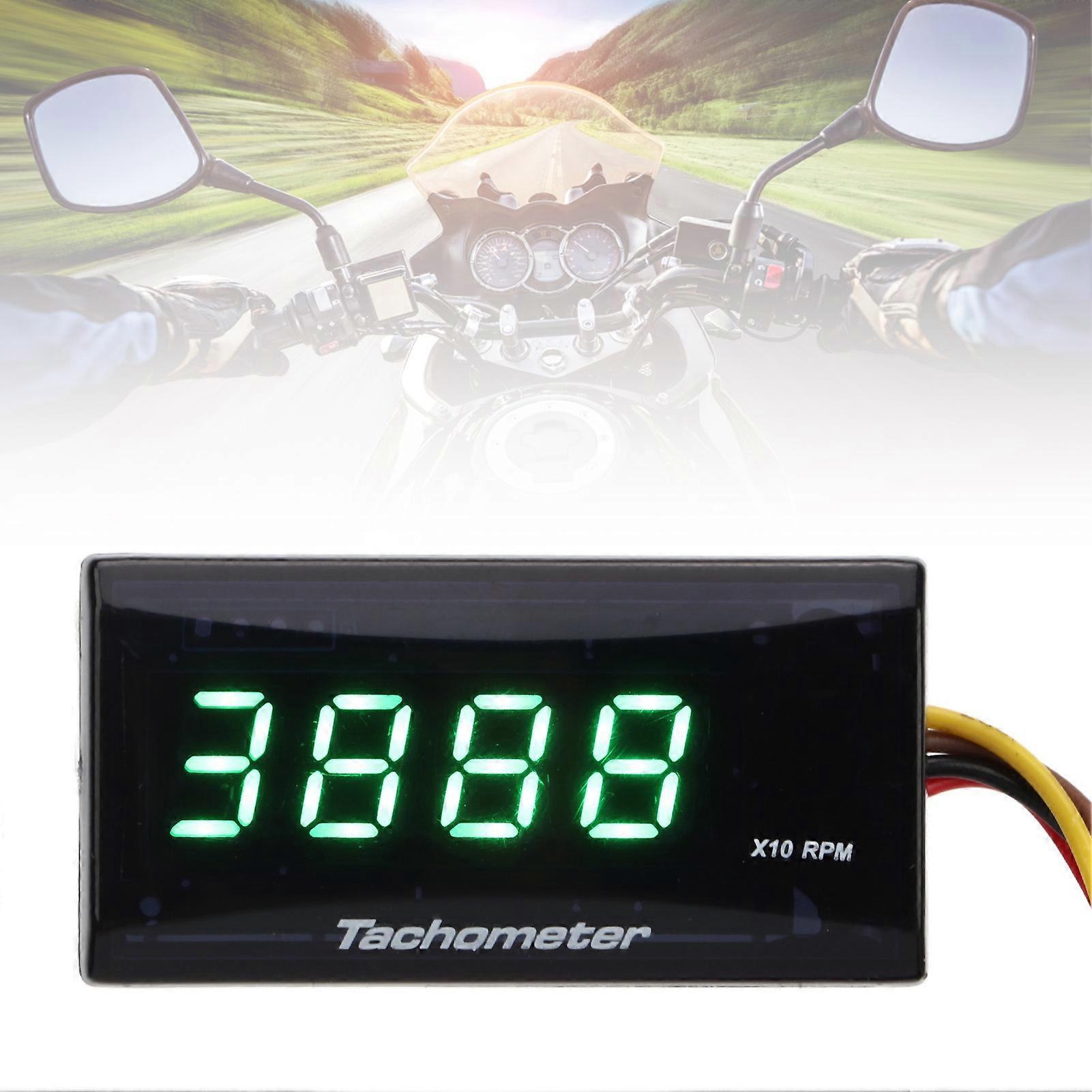Motorcycle Tachometer 12V DC Ultra Thin LCD Green Backlight