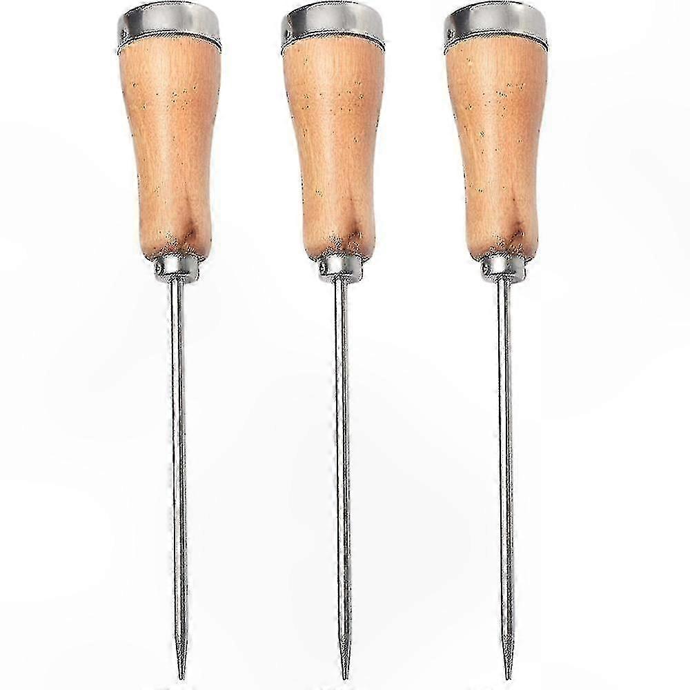 Kitchen and Bar Ice Pick with Wooden Handle for Safety Use in Stainless Steel Design