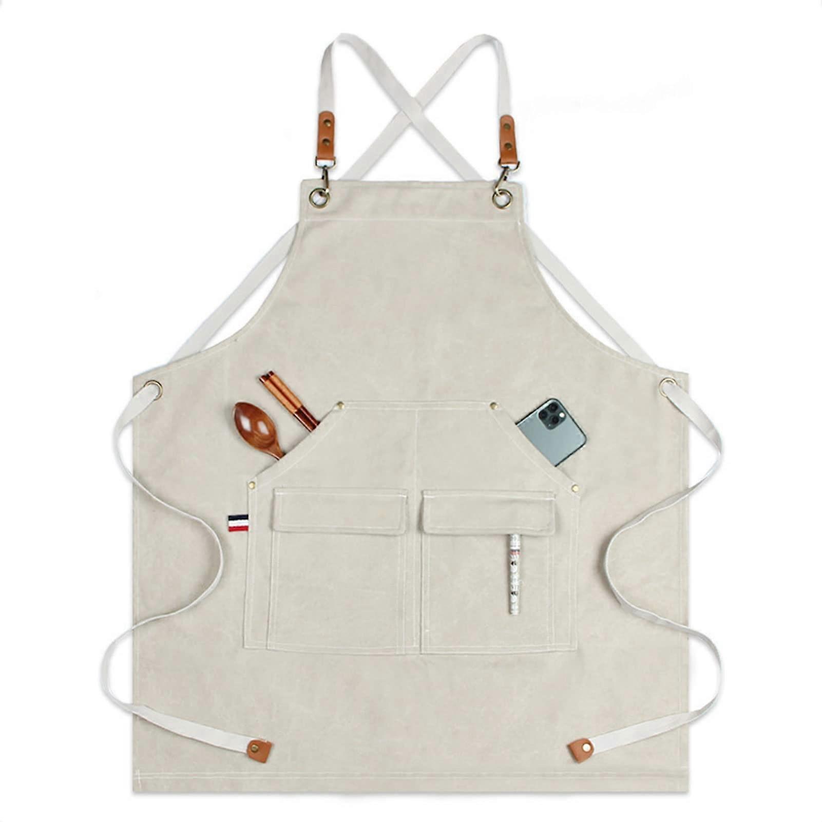 Apron For Men, Canvas Work Apron With Adjustable Straps, Workshop Tool Apron For Hairdresser, Kitchen, Gardener, XL