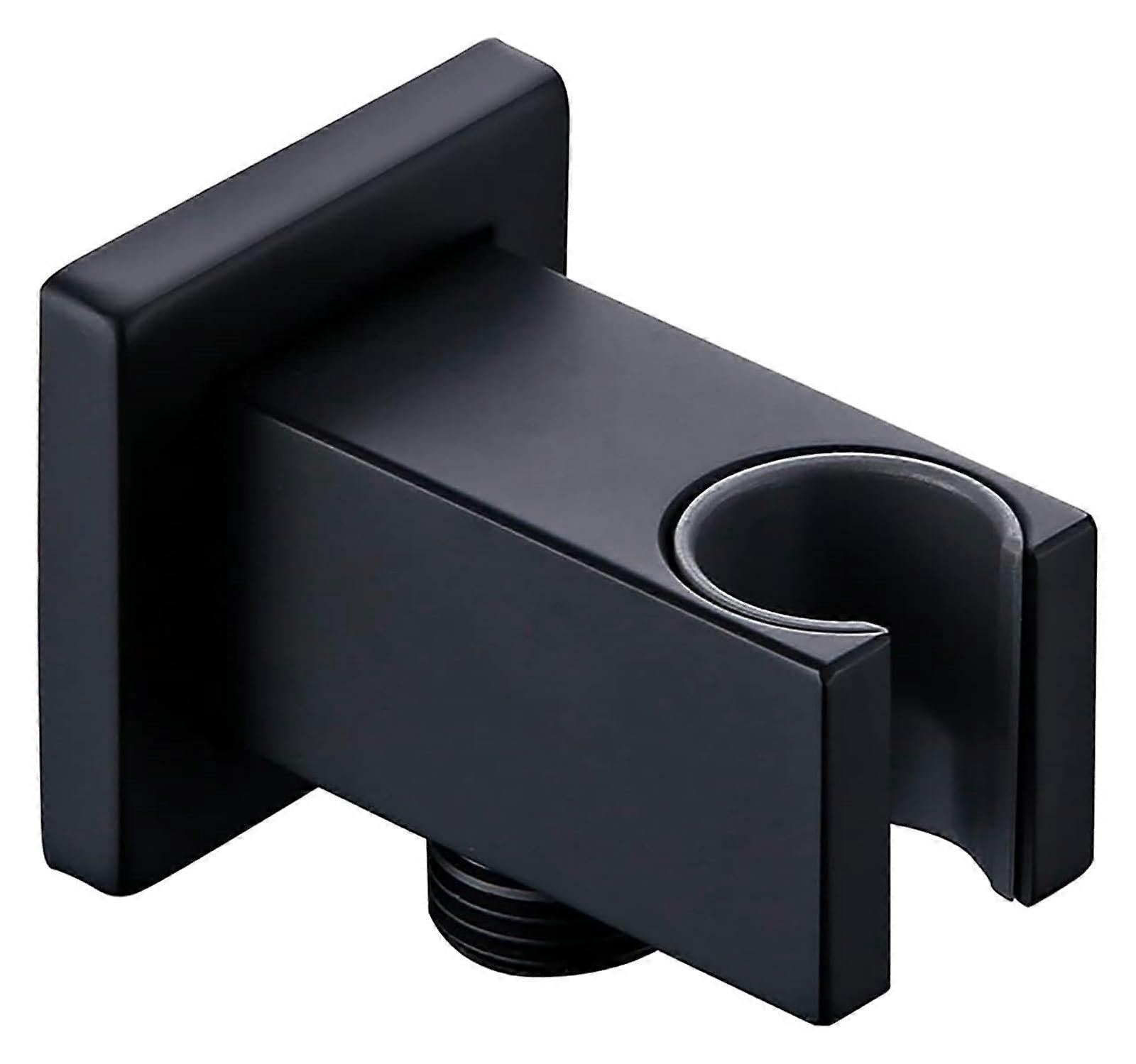Shower Head Holder Solid Brass Wall Mount Bracket For Handheld Shower With Water Outlet Matte Black