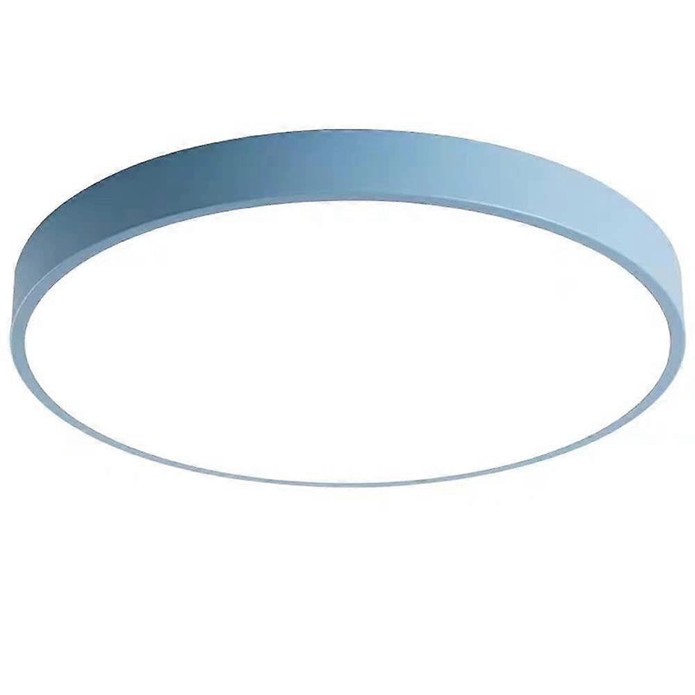 Nordic Macaron LED Ceiling Lamp, Ultra-Thin Flush Mount, Dimmable 3000K-6000K, Blue 11.8in Living Room Ceiling Light