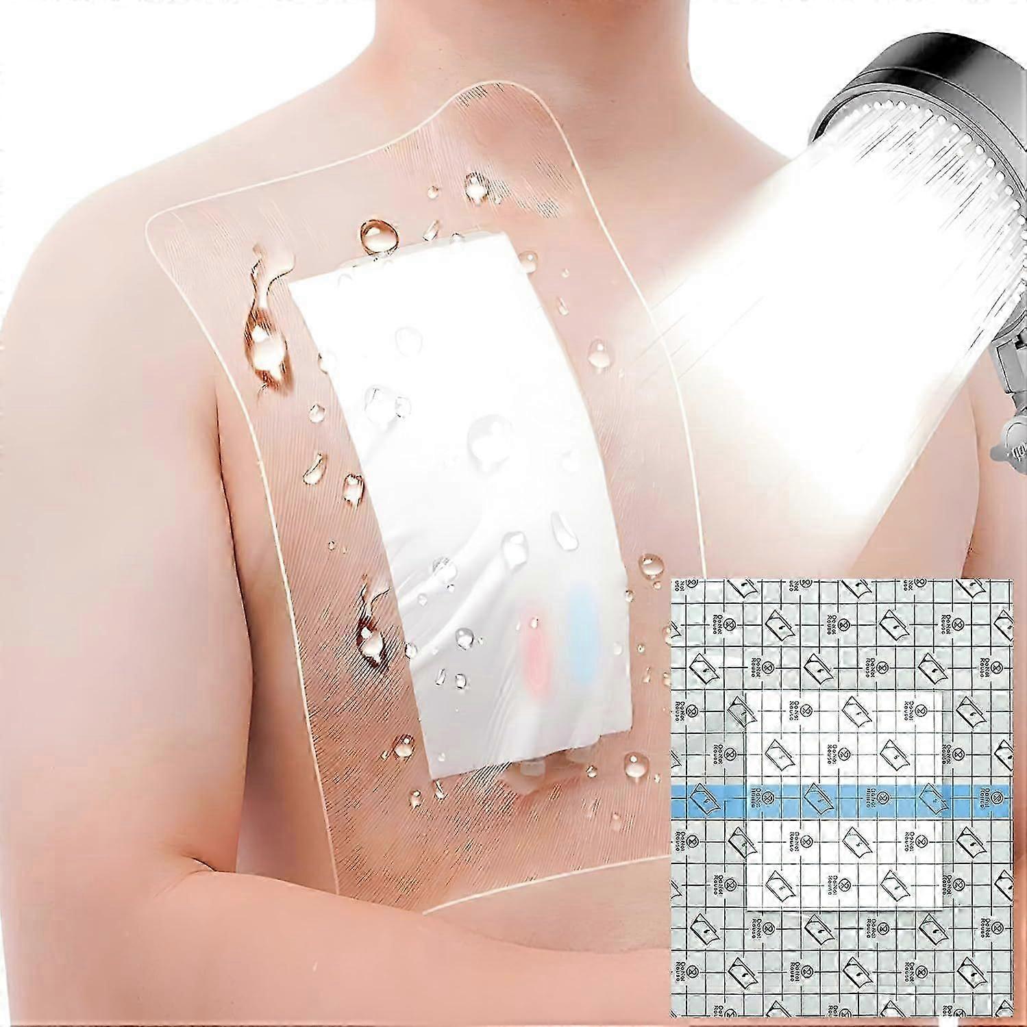 10x12 Inch Waterproof Shower Cover Bandage for Large Wounds, Adhesive-Free Centre