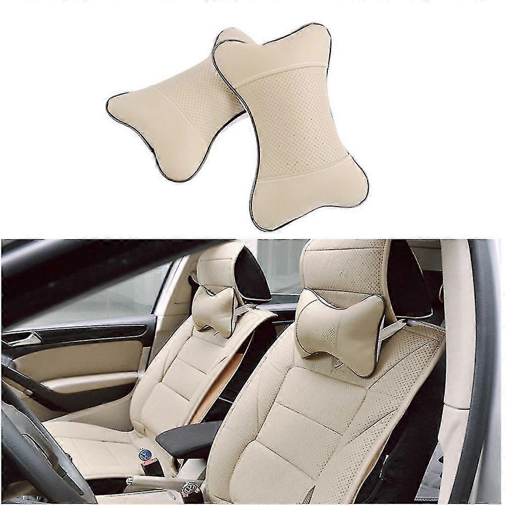 2 X Car Pillow Neck Pillow Car Neck Support Pillow Headrest Cushion For Head Neck (beige)