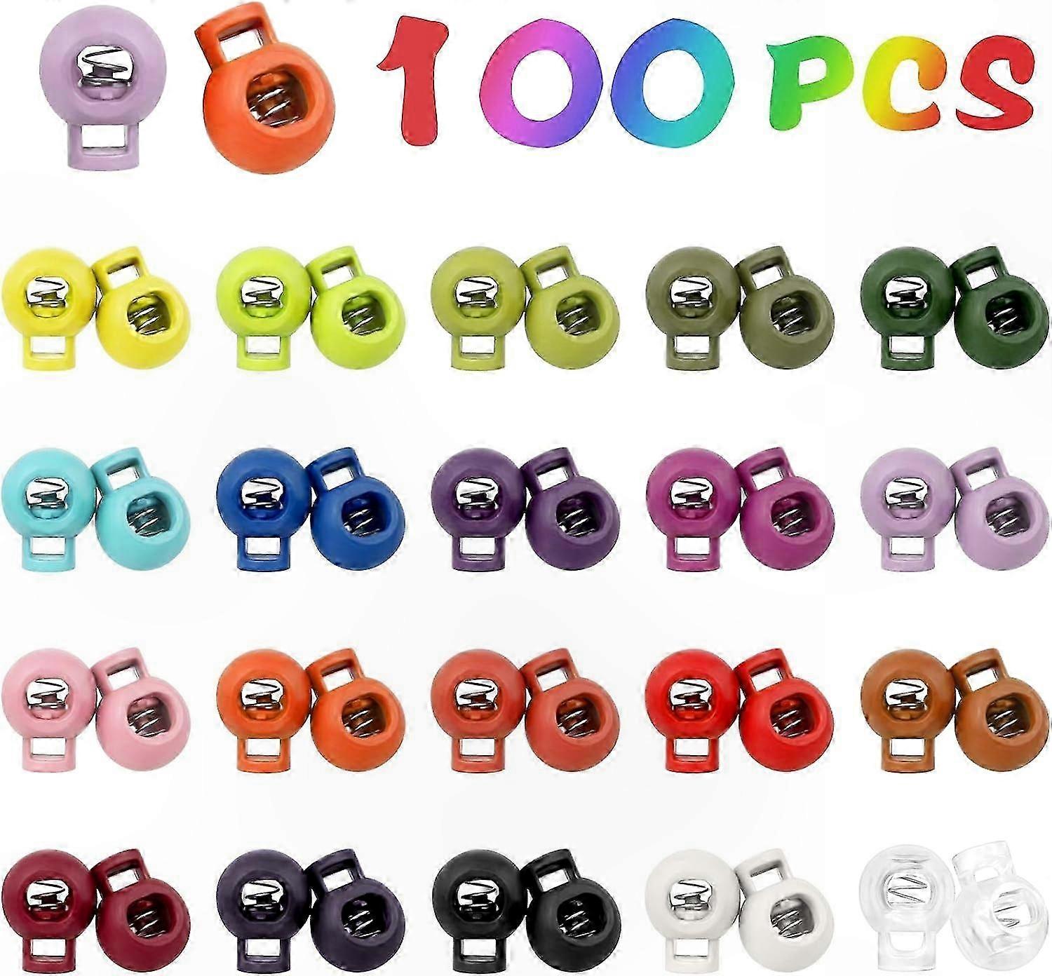 100pcs Plastic Cord Tie Lock Stopper for DIY Projects Random Colors