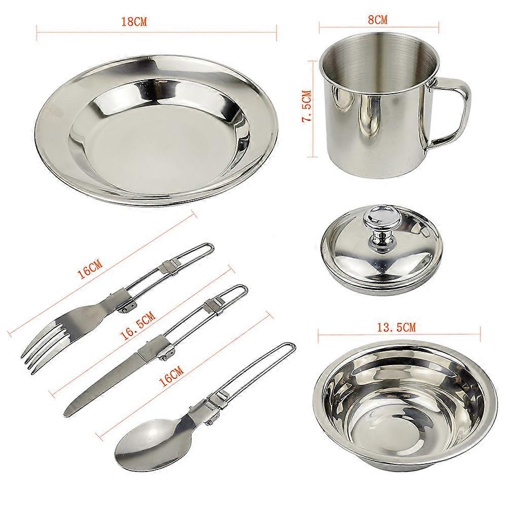 Camping Cookware Set Stainless Steel for Outdoor 1Set Portable Use