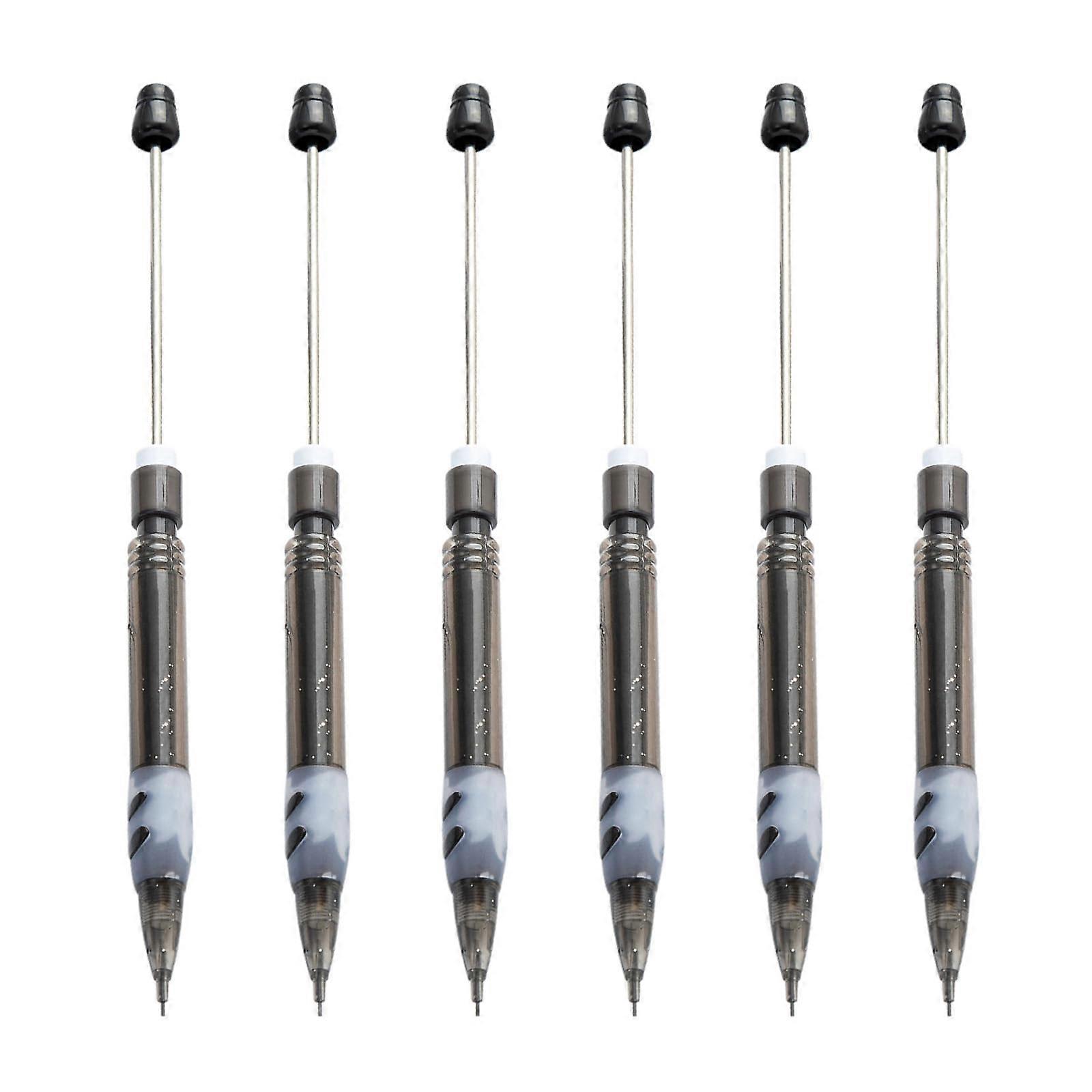6 Pieces 0.5mm Beadable Mechanical Pencil Set for Students - Drawing and Writing Automatic Pencils with Dark Lead
