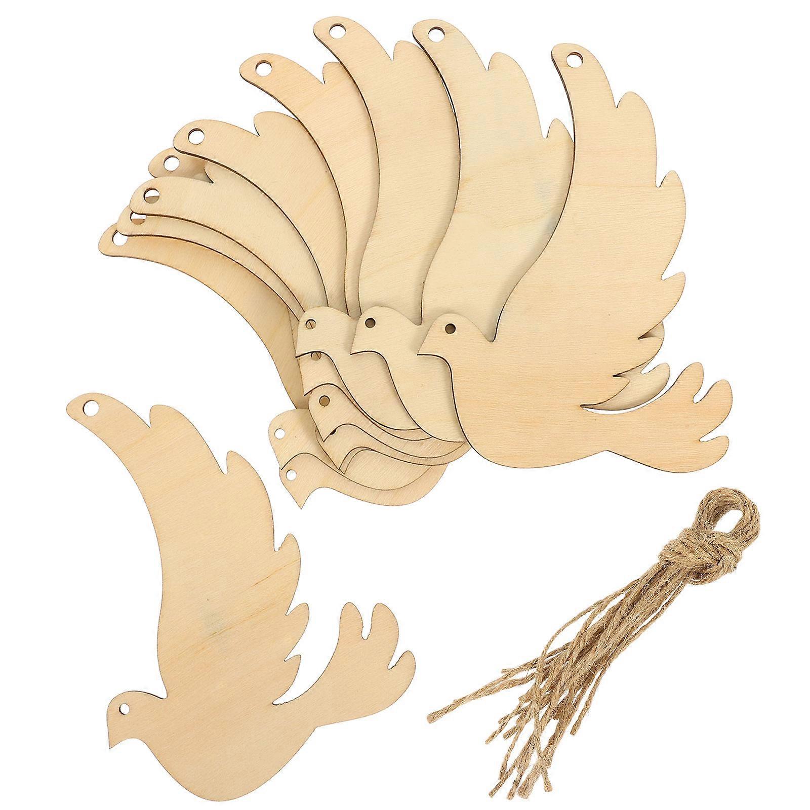 40Pcs Wooden Bird Shapes Wood Embellishments for Decoration Use Beige
