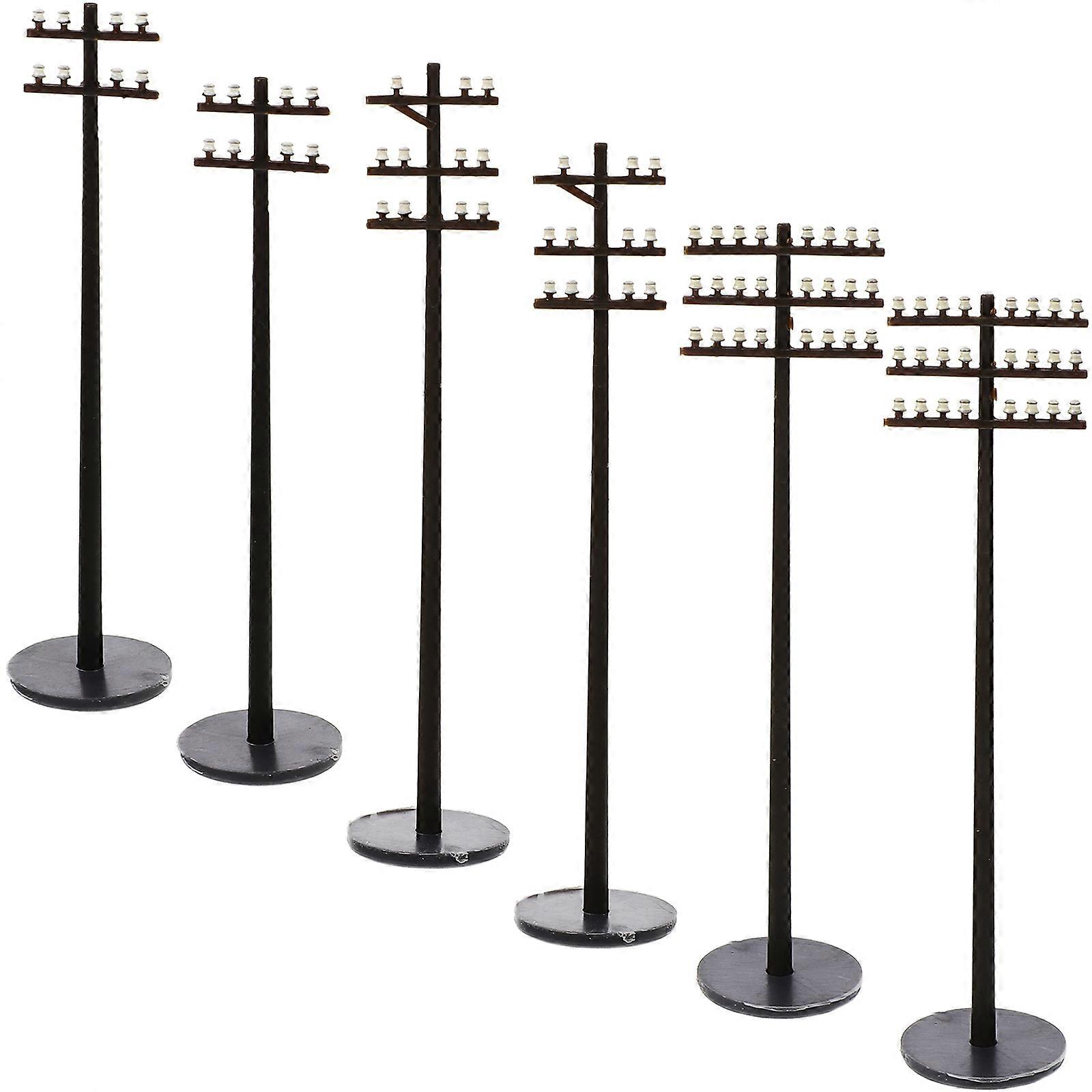 Cylindrical Miniature Electric Poles for Sand Table Scenes Made from Durable Abs in Black for Diy Material 6Pcs