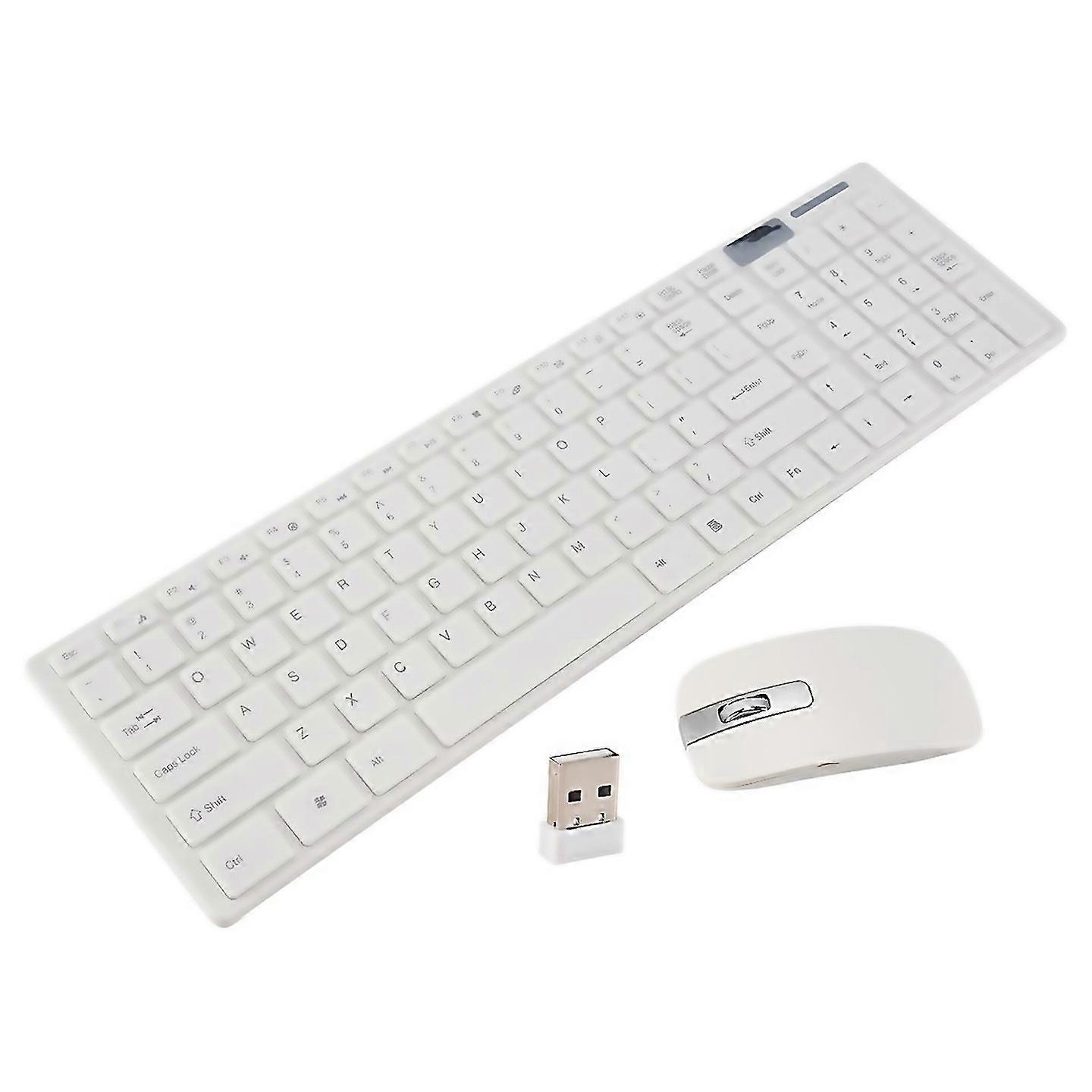 For Wireless Slim Keyboard Wireless Optical Mouse Set For Pc And Laptop White