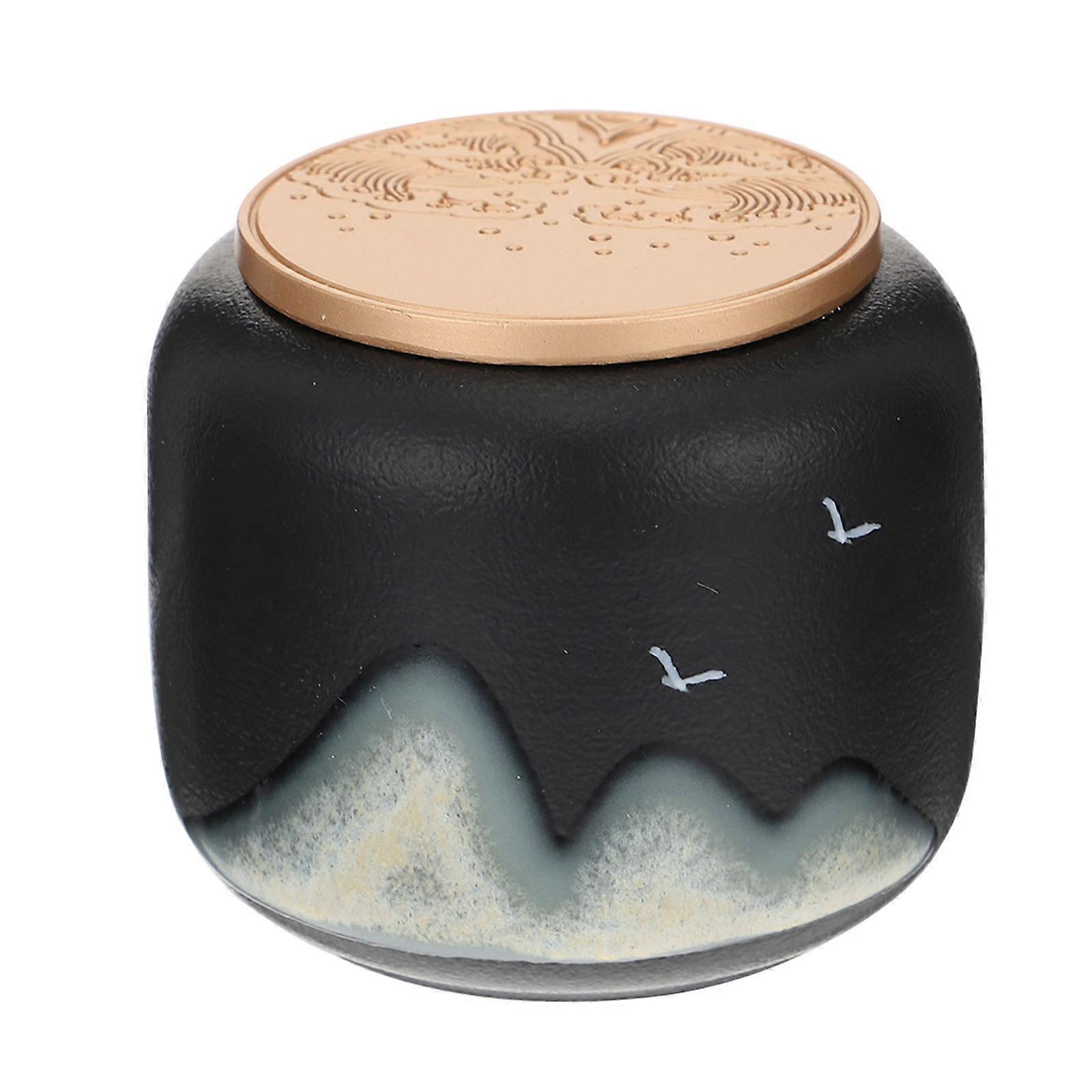 Moisture-Proof Tea Container Black Ceramic Tea Storage Jar 1Pcs