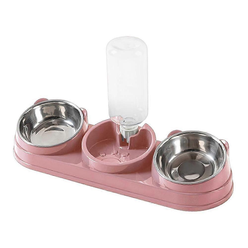 3-in-1 Raised Cat Feeder with 15-Degree Tilted Bowls and Water Dispenser