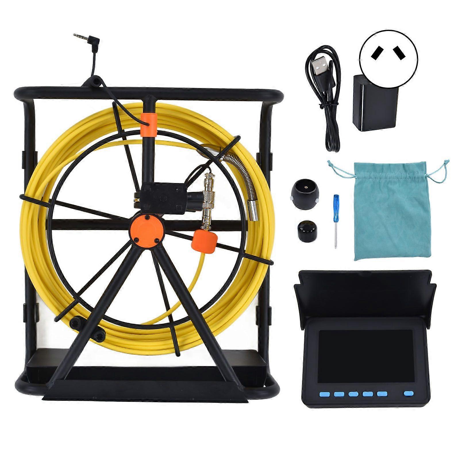 4.3 Inches Pipe Inspection Camera with 6 LED Lights IP68 Waterproof Plumbing Drain Endoscope Camera 100240VAU Plug 20m / 21.9yd