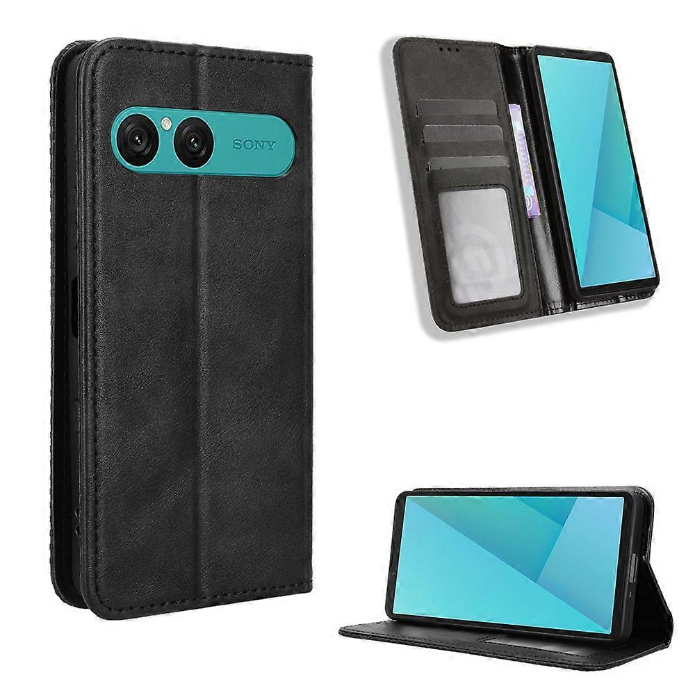 Compatible For Sony Xperia 10 VII Leather Case Wallet Stand Retro Texture Phone Cover