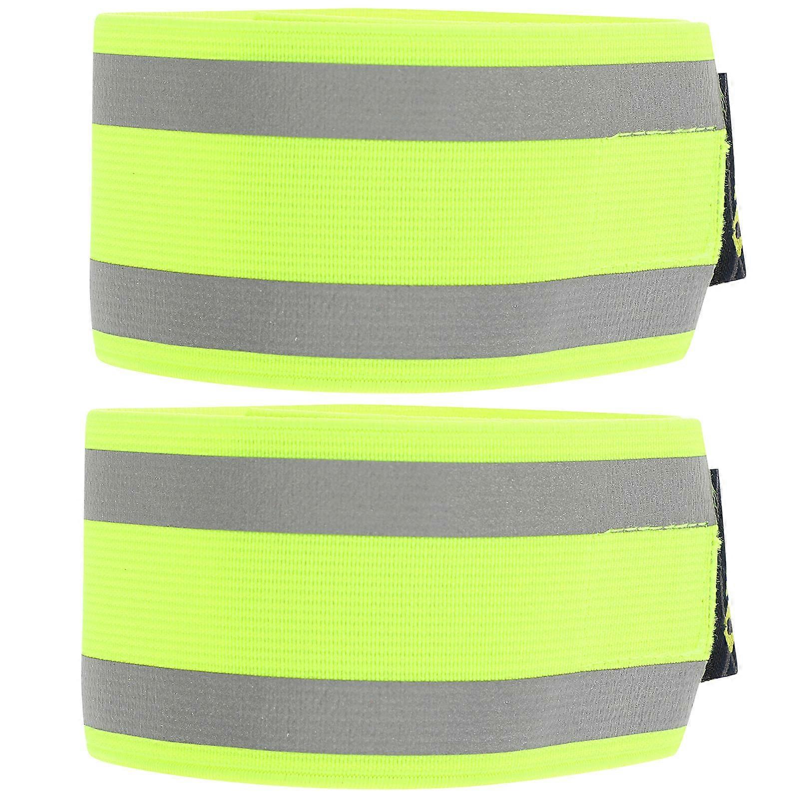 Running Safety Bracelet Reflective Wristbands For Traffic Workers Adjustable Polyester 2Pcs